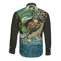 Aotearoa Tangaroa Atua Long Sleeve Button Shirt New Zealand God Of The Ocean LT14 - Polynesian Pride