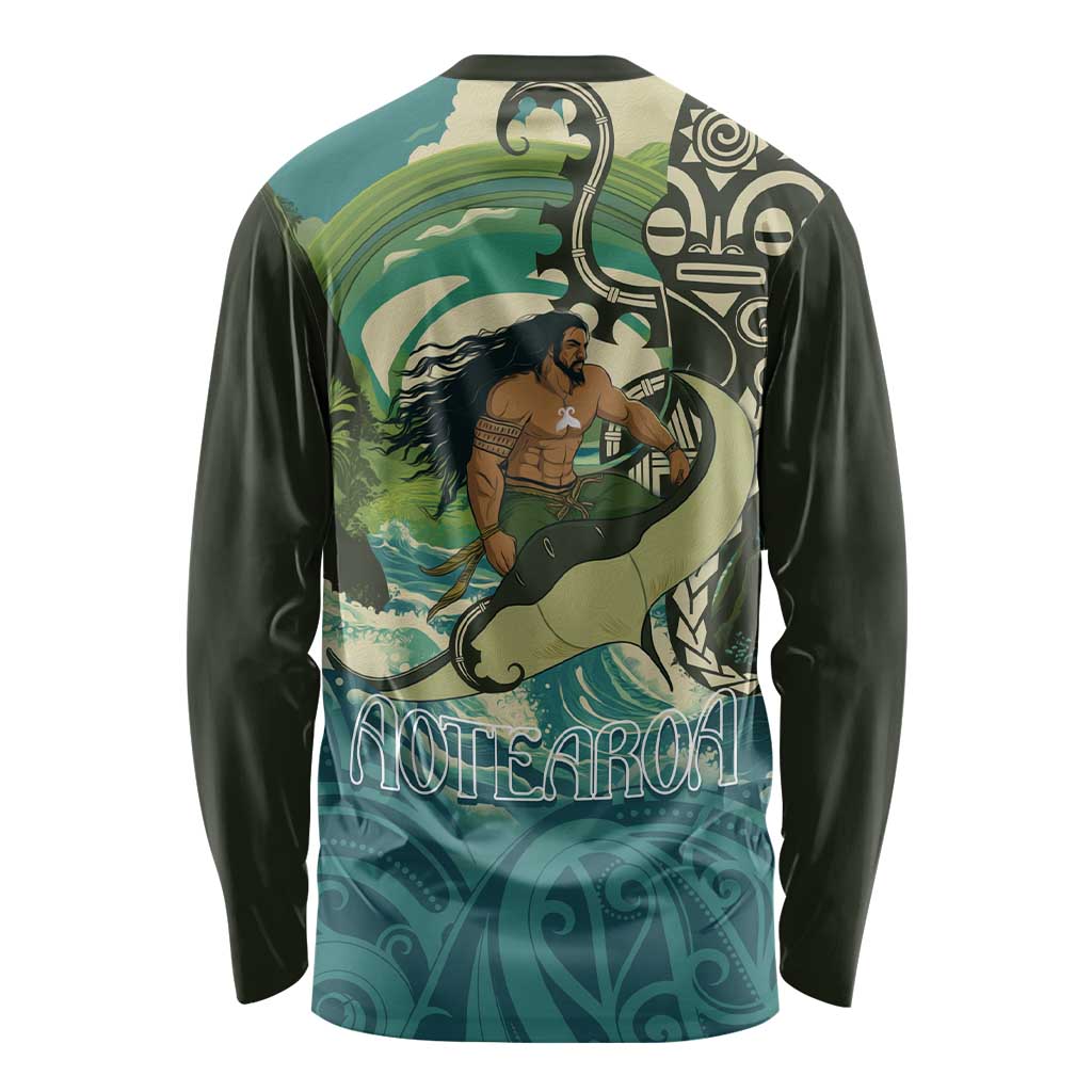 Aotearoa Tangaroa Atua Long Sleeve Shirt New Zealand God Of The Ocean LT14 - Polynesian Pride