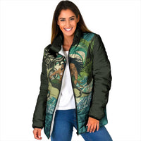 Aotearoa Tangaroa Atua Padded Jacket New Zealand God Of The Ocean LT14 Women Cyan - Polynesian Pride