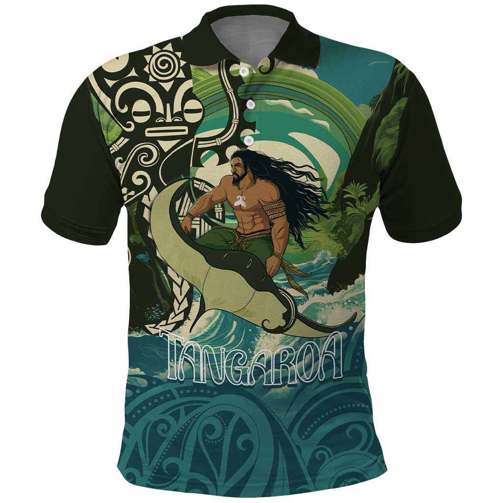 Aotearoa Tangaroa Atua Polo Shirt New Zealand God Of The Ocean LT14 Cyan - Polynesian Pride