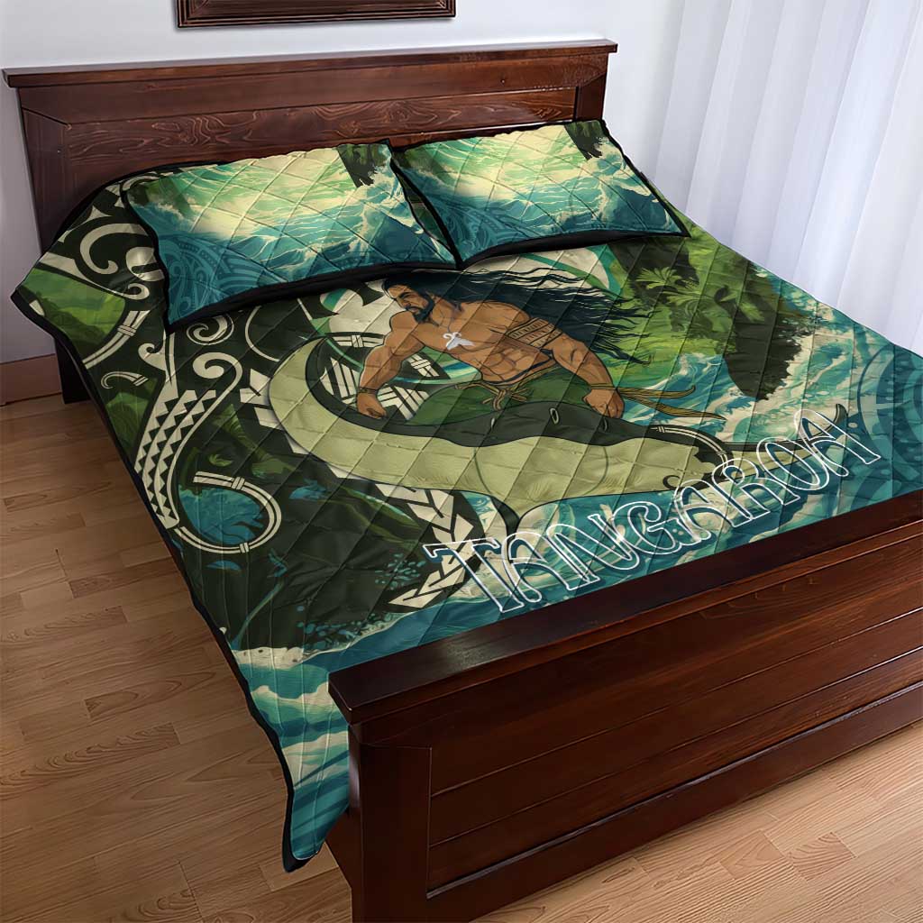 Aotearoa Tangaroa Atua Quilt Bed Set New Zealand God Of The Ocean LT14 - Polynesian Pride