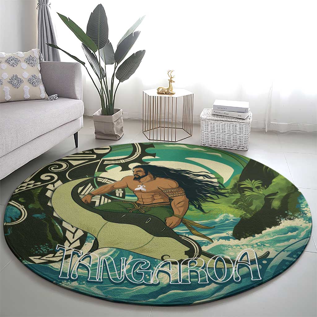 Aotearoa Tangaroa Atua Round Carpet New Zealand God Of The Ocean LT14 - Polynesian Pride