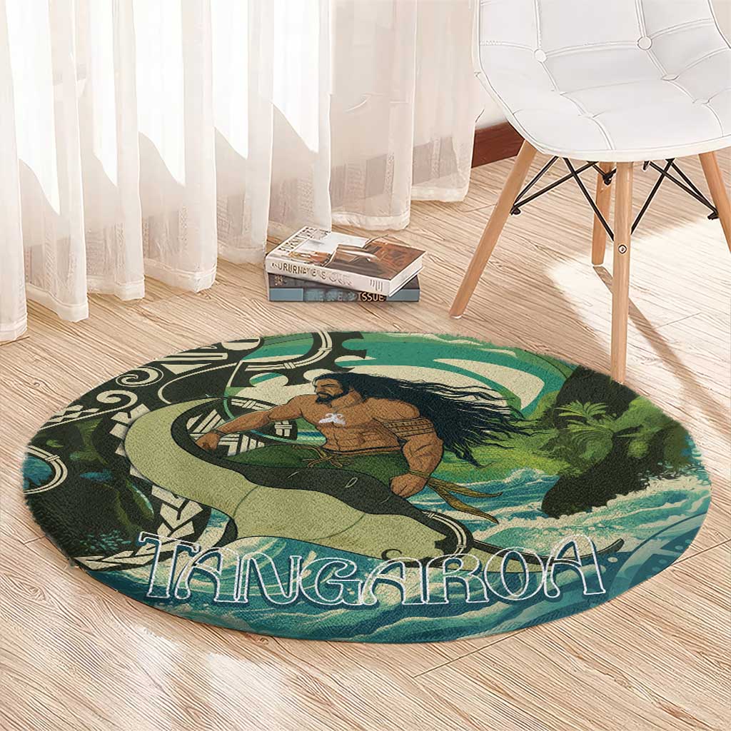Aotearoa Tangaroa Atua Round Carpet New Zealand God Of The Ocean LT14 - Polynesian Pride