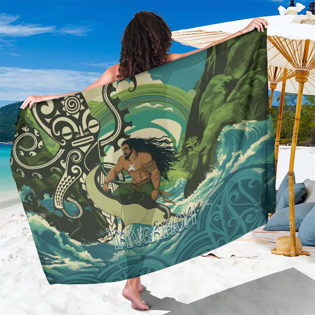 Aotearoa Tangaroa Atua Sarong New Zealand God Of The Ocean LT14 One Size 44 x 66 inches Cyan - Polynesian Pride