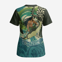 Aotearoa Tangaroa Atua Scrub Top New Zealand God Of The Ocean LT14 - Polynesian Pride
