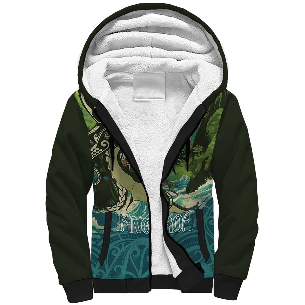 Aotearoa Tangaroa Atua Sherpa Hoodie New Zealand God Of The Ocean LT14 Unisex Cyan - Polynesian Pride