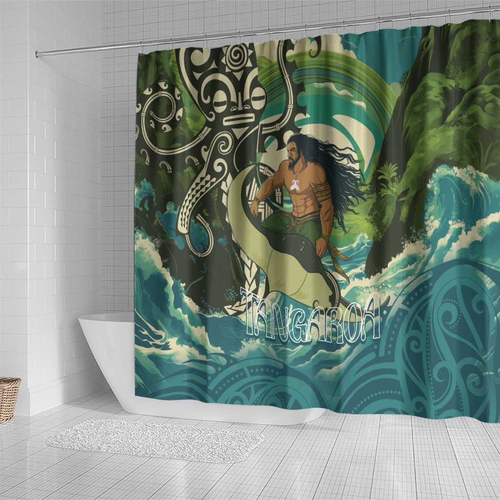 Aotearoa Tangaroa Atua Shower Curtain New Zealand God Of The Ocean LT14 - Polynesian Pride