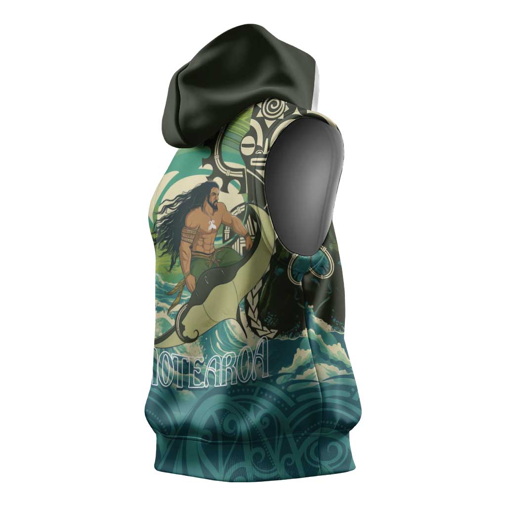 Aotearoa Tangaroa Atua Sleeveless Hoodie New Zealand God Of The Ocean LT14 - Polynesian Pride