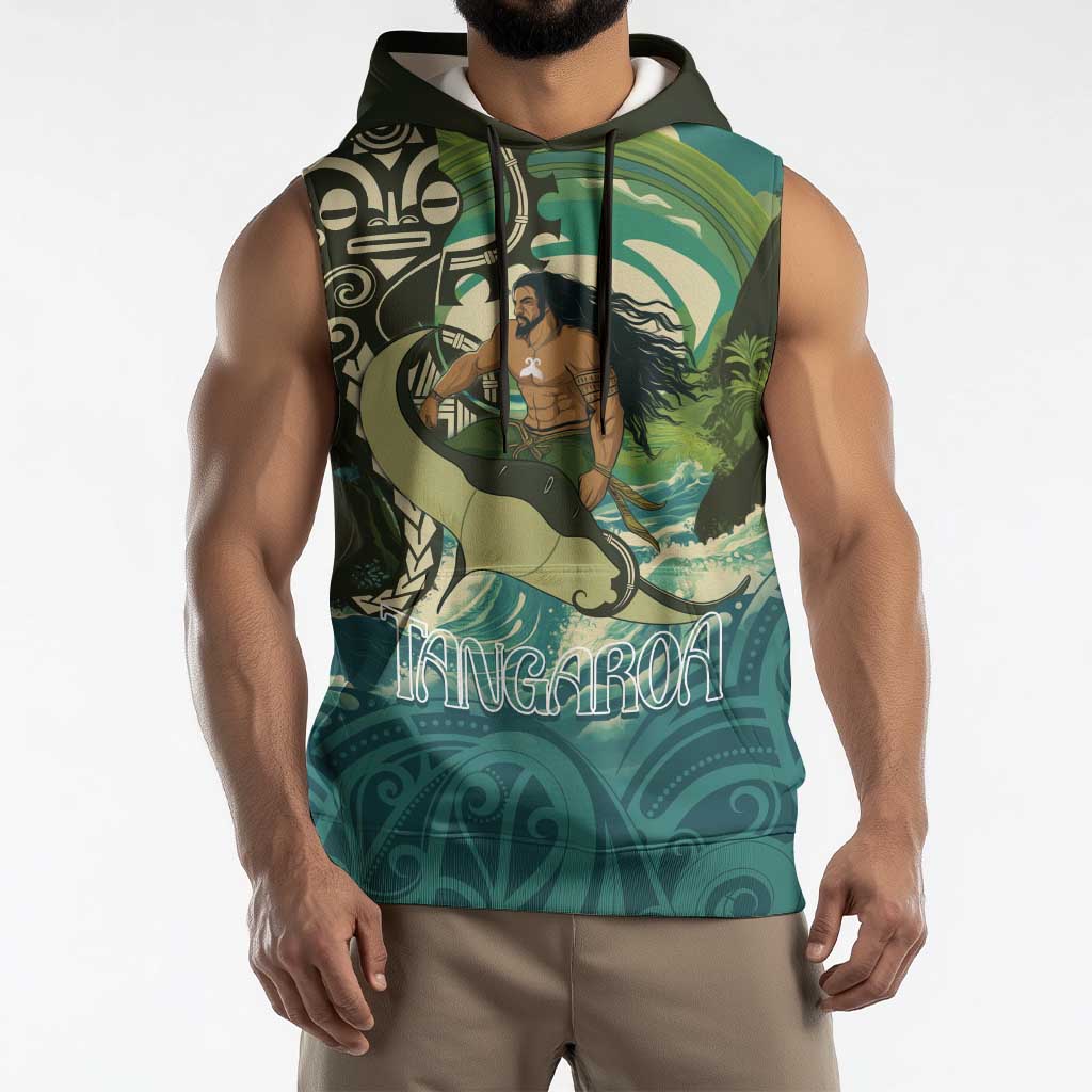 Aotearoa Tangaroa Atua Sleeveless Hoodie New Zealand God Of The Ocean LT14 - Polynesian Pride