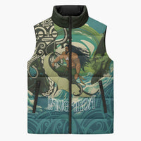 Aotearoa Tangaroa Atua Sleeveless Puffer Jacket New Zealand God Of The Ocean LT14 Unisex Cyan - Polynesian Pride