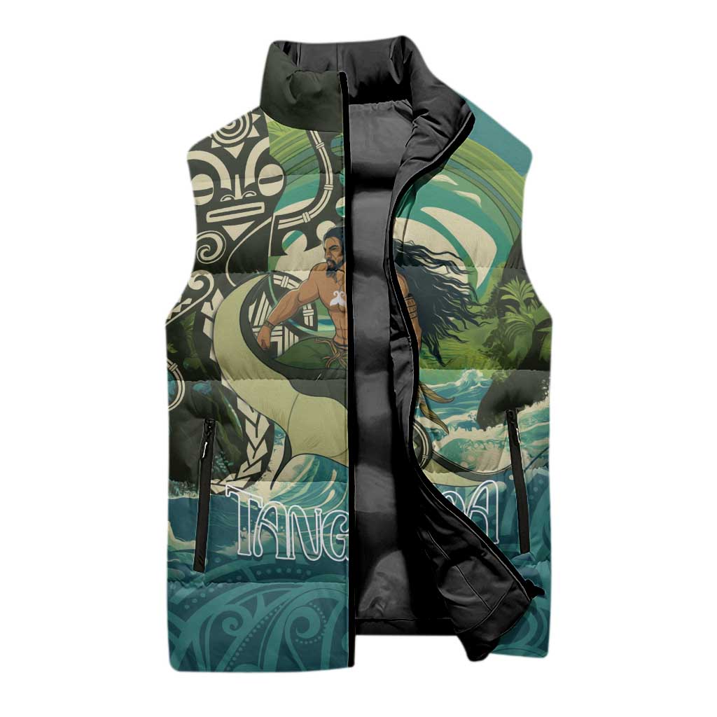Aotearoa Tangaroa Atua Sleeveless Puffer Jacket New Zealand God Of The Ocean LT14 - Polynesian Pride
