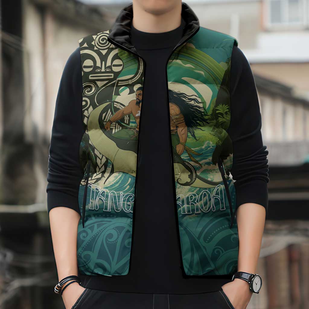 Aotearoa Tangaroa Atua Sleeveless Puffer Jacket New Zealand God Of The Ocean LT14 - Polynesian Pride