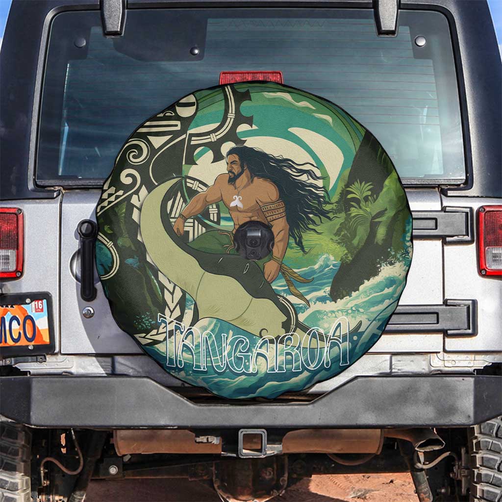 Aotearoa Tangaroa Atua Spare Tire Cover New Zealand God Of The Ocean LT14 Cyan - Polynesian Pride