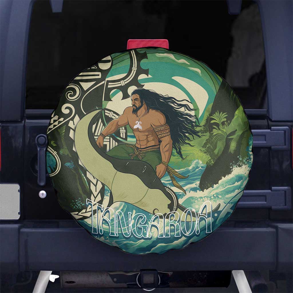 Aotearoa Tangaroa Atua Spare Tire Cover New Zealand God Of The Ocean LT14 No hole Cyan - Polynesian Pride