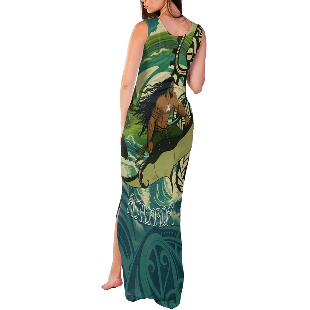 Aotearoa Tangaroa Atua Tank Maxi Dress New Zealand God Of The Ocean LT14 - Polynesian Pride