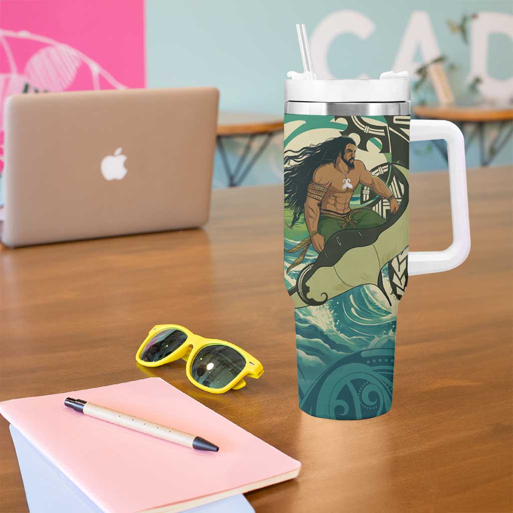Aotearoa Tangaroa Atua Tumbler With Handle New Zealand God Of The Ocean LT14 - Polynesian Pride