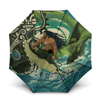 Aotearoa Tangaroa Atua Umbrella New Zealand God Of The Ocean LT14 One Size Folded 11.42 inch Opened Diameter 37.4 inch Cyan - Polynesian Pride