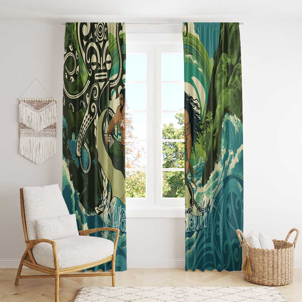 Aotearoa Tangaroa Atua Window Curtain New Zealand God Of The Ocean LT14 - Polynesian Pride