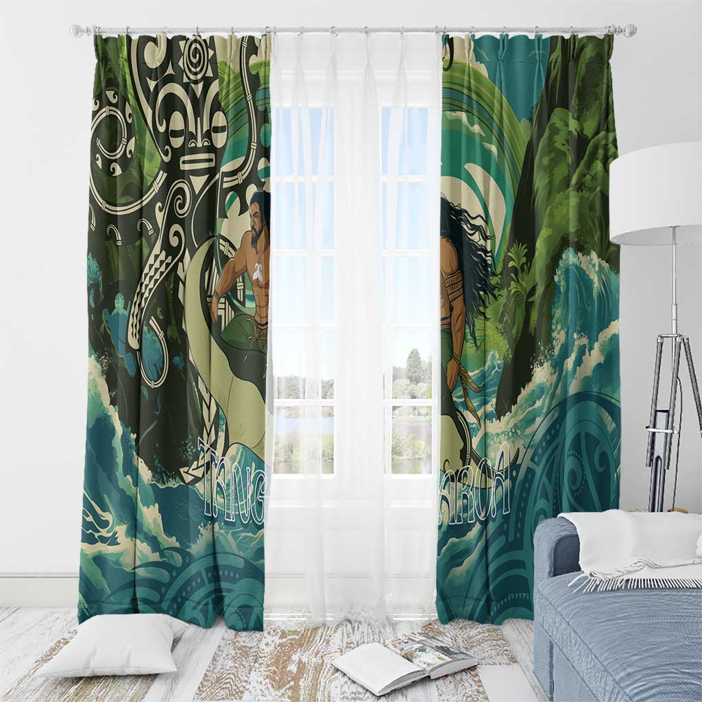 Aotearoa Tangaroa Atua Window Curtain New Zealand God Of The Ocean LT14 - Polynesian Pride