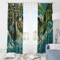Aotearoa Tangaroa Atua Window Curtain New Zealand God Of The Ocean LT14 - Polynesian Pride