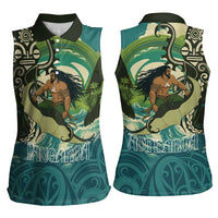Aotearoa Tangaroa Atua Women Sleeveless Polo Shirt New Zealand God Of The Ocean LT14 - Polynesian Pride