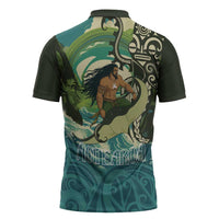 Aotearoa Tangaroa Atua Zipper Polo Shirt New Zealand God Of The Ocean LT14 - Polynesian Pride