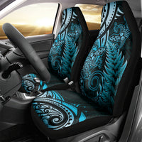 New Zealand Lizard Car Seat Cover Silver Fern Aotearoa Maori Blue Version