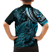New Zealand Lizard Hawaiian Shirt Silver Fern Aotearoa Maori Blue Version