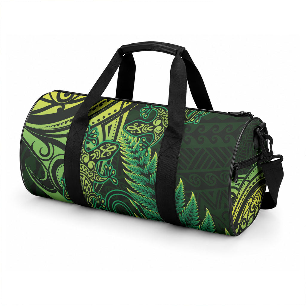 New Zealand Lizard Duffle Bag Silver Fern Aotearoa Maori Green Version LT14 - Polynesian Pride