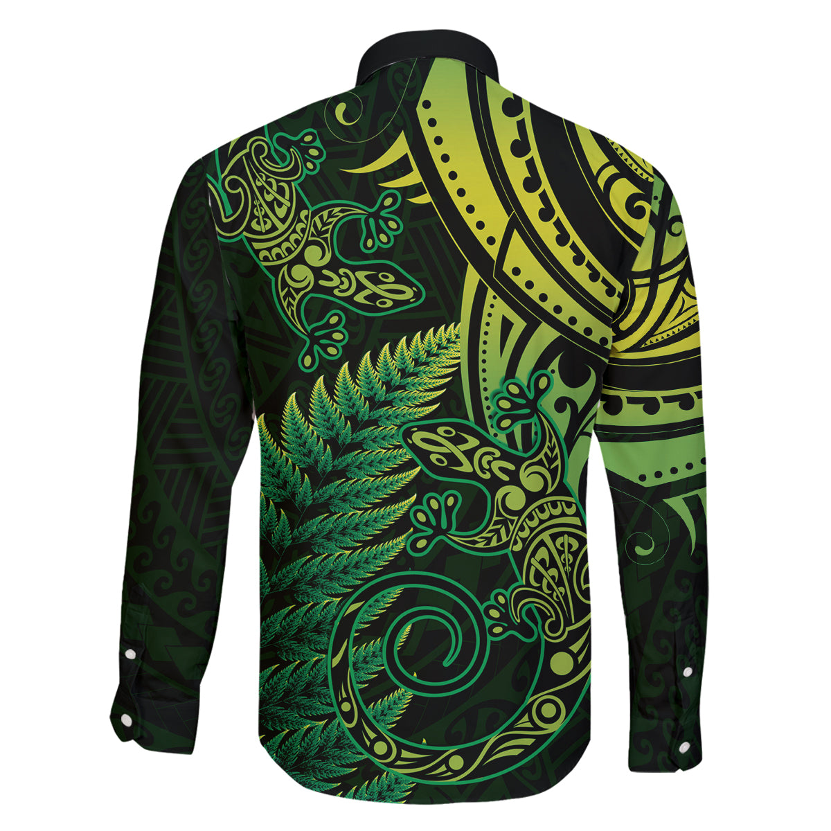 New Zealand Lizard Family Matching Puletasi and Hawaiian Shirt Silver Fern Aotearoa Maori Green Version LT14 - Polynesian Pride