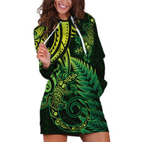 New Zealand Lizard Hoodie Dress Silver Fern Aotearoa Maori Green Version LT14 Green - Polynesian Pride