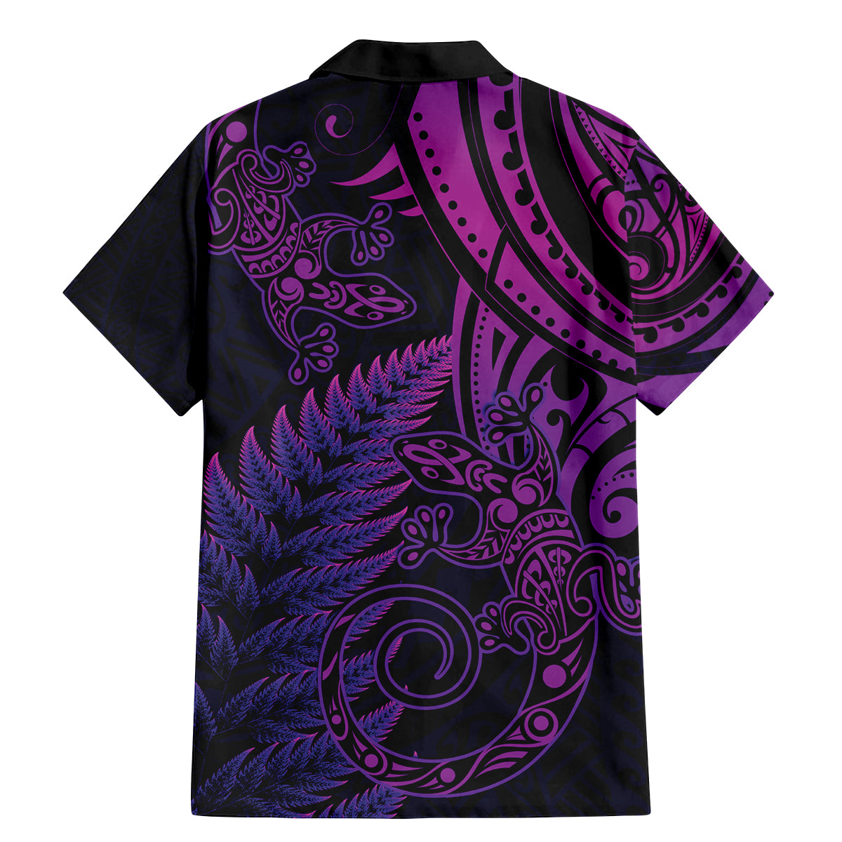 New Zealand Lizard Family Matching Mermaid Dress and Hawaiian Shirt Silver Fern Aotearoa Maori Purple Version LT14 - Polynesian Pride