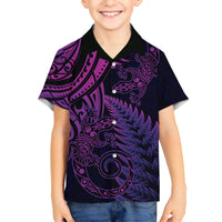 New Zealand Lizard Kid Hawaiian Shirt Silver Fern Aotearoa Maori Purple Version LT14 Kid Purple - Polynesian Pride