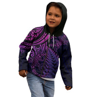 New Zealand Lizard Kid Hoodie Silver Fern Aotearoa Maori Purple Version LT14 - Polynesian Pride