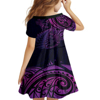 New Zealand Lizard Kid Short Sleeve Dress Silver Fern Aotearoa Maori Purple Version LT14 - Polynesian Pride