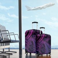 New Zealand Lizard Luggage Cover Silver Fern Aotearoa Maori Purple Version