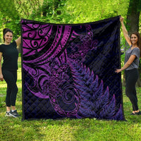 New Zealand Lizard Quilt Silver Fern Aotearoa Maori Purple Version