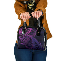 New Zealand Lizard Shoulder Handbag Silver Fern Aotearoa Maori Purple Version LT14 One Size Purple - Polynesian Pride