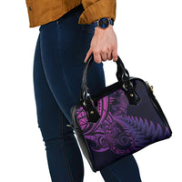 New Zealand Lizard Shoulder Handbag Silver Fern Aotearoa Maori Purple Version LT14 - Polynesian Pride