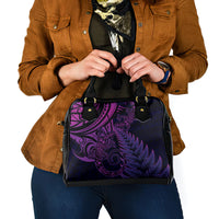 New Zealand Lizard Shoulder Handbag Silver Fern Aotearoa Maori Purple Version LT14 - Polynesian Pride