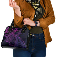 New Zealand Lizard Shoulder Handbag Silver Fern Aotearoa Maori Purple Version LT14 - Polynesian Pride