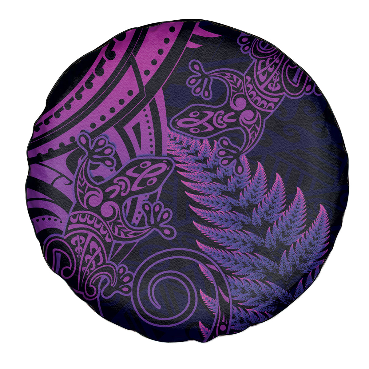New Zealand Lizard Spare Tire Cover Silver Fern Aotearoa Maori Purple Version LT14 - Polynesian Pride