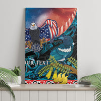 Personalised United States And New Zealand Canvas Wall Art USA Eagle With Kowhai Aotearoa Tui Bird LT14 - Polynesian Pride