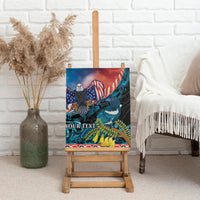 Personalised United States And New Zealand Canvas Wall Art USA Eagle With Kowhai Aotearoa Tui Bird LT14 - Polynesian Pride