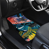 Personalised United States And New Zealand Car Mats USA Eagle With Kowhai Aotearoa Tui Bird LT14 - Polynesian Pride