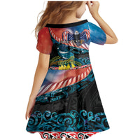 Personalised United States And New Zealand Family Matching Mermaid Dress and Hawaiian Shirt USA Eagle With Kowhai Aotearoa Tui Bird LT14 - Polynesian Pride