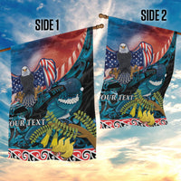 Personalised United States And New Zealand Garden Flag USA Eagle With Kowhai Aotearoa Tui Bird LT14 - Polynesian Pride