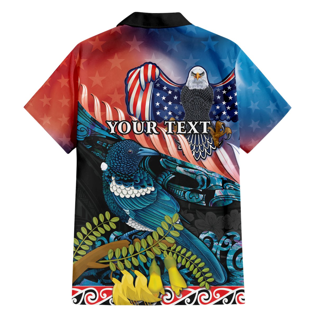 Personalised United States And New Zealand Hawaiian Shirt USA Eagle With Kowhai Aotearoa Tui Bird LT14 - Polynesian Pride