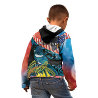 Personalised United States And New Zealand Kid Hoodie USA Eagle With Kowhai Aotearoa Tui Bird LT14 - Polynesian Pride