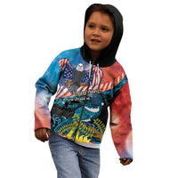 Personalised United States And New Zealand Kid Hoodie USA Eagle With Kowhai Aotearoa Tui Bird LT14 - Polynesian Pride
